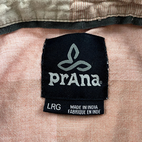 PrAna Size L Brighton Plaid Button Down Shirt Short Sleeve Organic Cotton - Picture 5 of 8